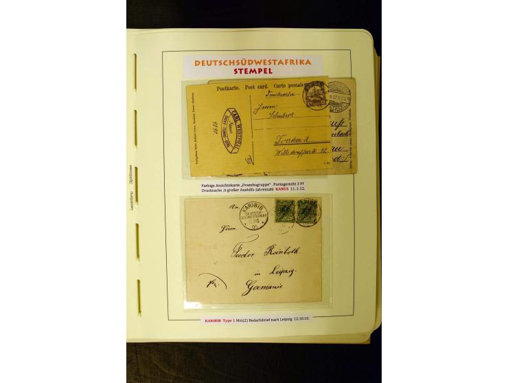 1891/1914, umfangreiche Sammlung von Abbabis bis Windhuk inkl. den Bahn- und Feldpoststempeln auf losen Marken, schönen Brief