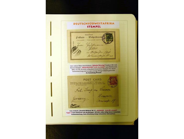 1891/1914, umfangreiche Sammlung von Abbabis bis Windhuk inkl. den Bahn- und Feldpoststempeln auf losen Marken, schönen Brief