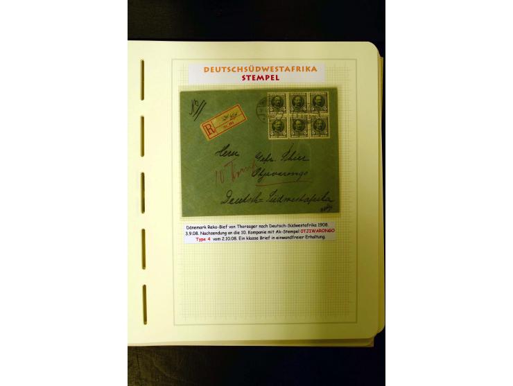 1891/1914, umfangreiche Sammlung von Abbabis bis Windhuk inkl. den Bahn- und Feldpoststempeln auf losen Marken, schönen Brief