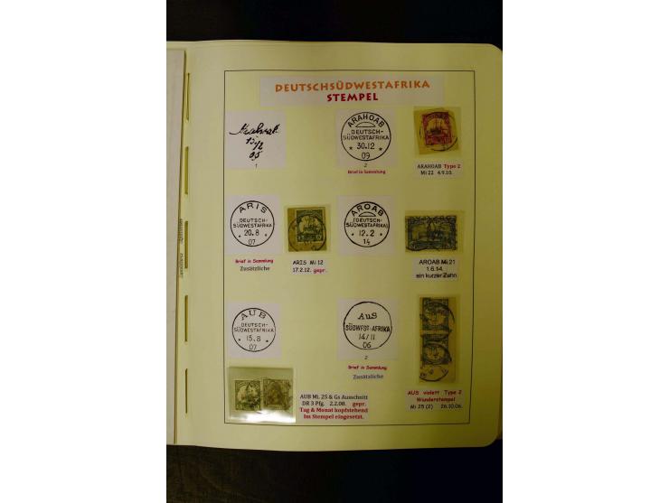 1891/1914, umfangreiche Sammlung von Abbabis bis Windhuk inkl. den Bahn- und Feldpoststempeln auf losen Marken, schönen Brief