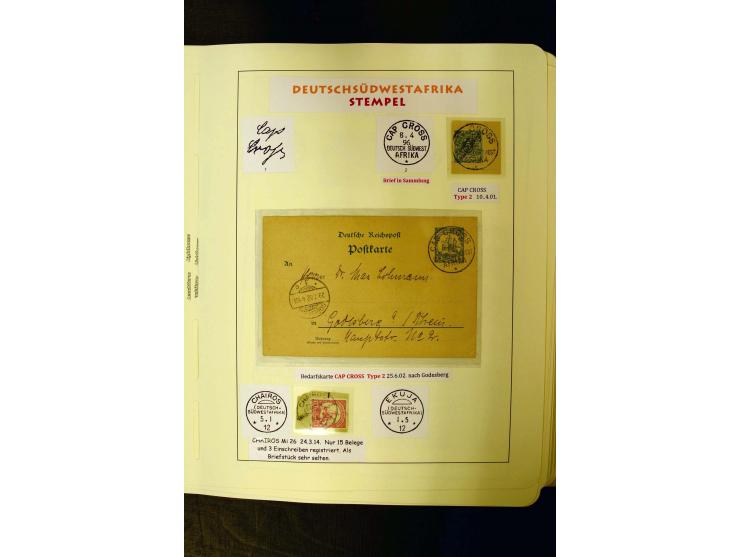 1891/1914, umfangreiche Sammlung von Abbabis bis Windhuk inkl. den Bahn- und Feldpoststempeln auf losen Marken, schönen Brief
