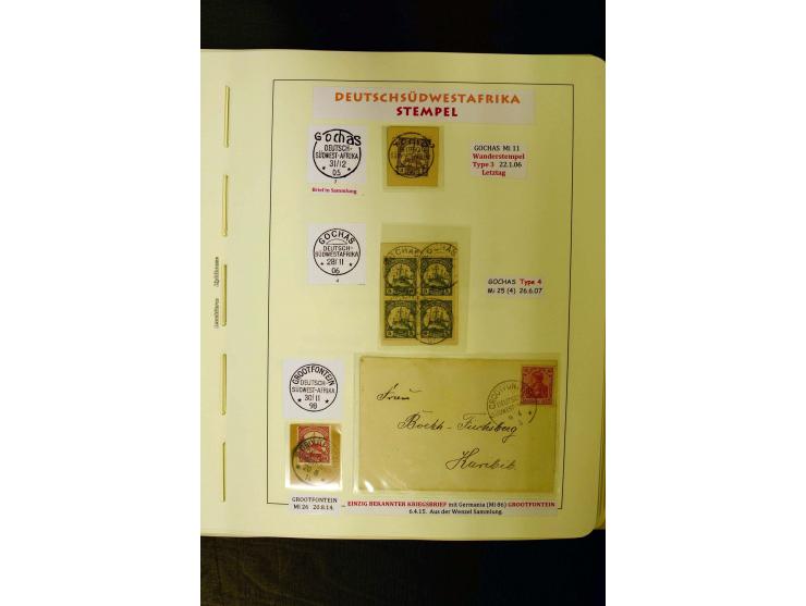 1891/1914, umfangreiche Sammlung von Abbabis bis Windhuk inkl. den Bahn- und Feldpoststempeln auf losen Marken, schönen Brief