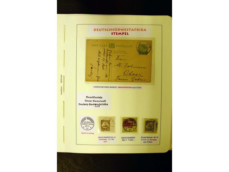 1891/1914, umfangreiche Sammlung von Abbabis bis Windhuk inkl. den Bahn- und Feldpoststempeln auf losen Marken, schönen Brief