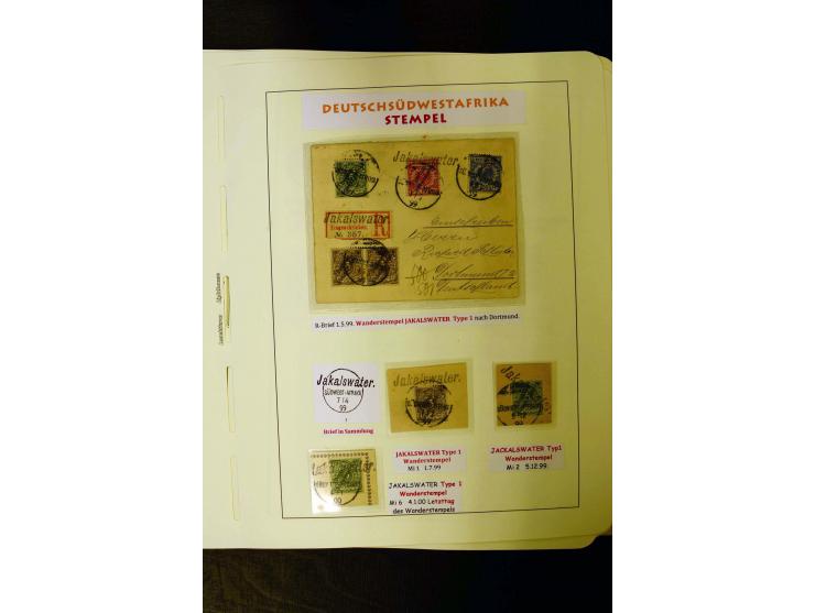 1891/1914, umfangreiche Sammlung von Abbabis bis Windhuk inkl. den Bahn- und Feldpoststempeln auf losen Marken, schönen Brief