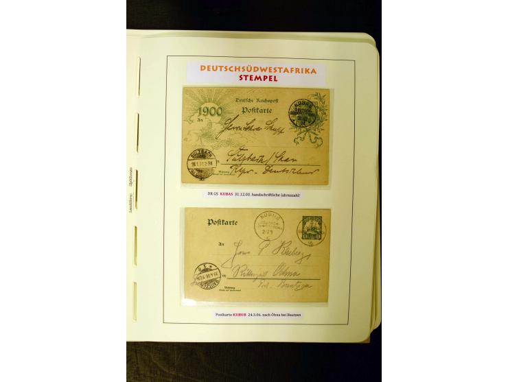 1891/1914, umfangreiche Sammlung von Abbabis bis Windhuk inkl. den Bahn- und Feldpoststempeln auf losen Marken, schönen Brief