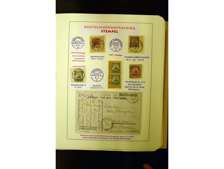 1891/1914, umfangreiche Sammlung von Abbabis bis Windhuk inkl. den Bahn- und Feldpoststempeln auf losen Marken, schönen Brief