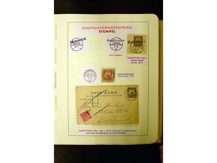 1891/1914, umfangreiche Sammlung von Abbabis bis Windhuk inkl. den Bahn- und Feldpoststempeln auf losen Marken, schönen Brief