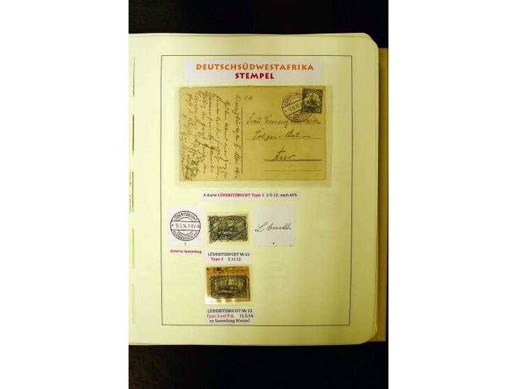 1891/1914, umfangreiche Sammlung von Abbabis bis Windhuk inkl. den Bahn- und Feldpoststempeln auf losen Marken, schönen Brief