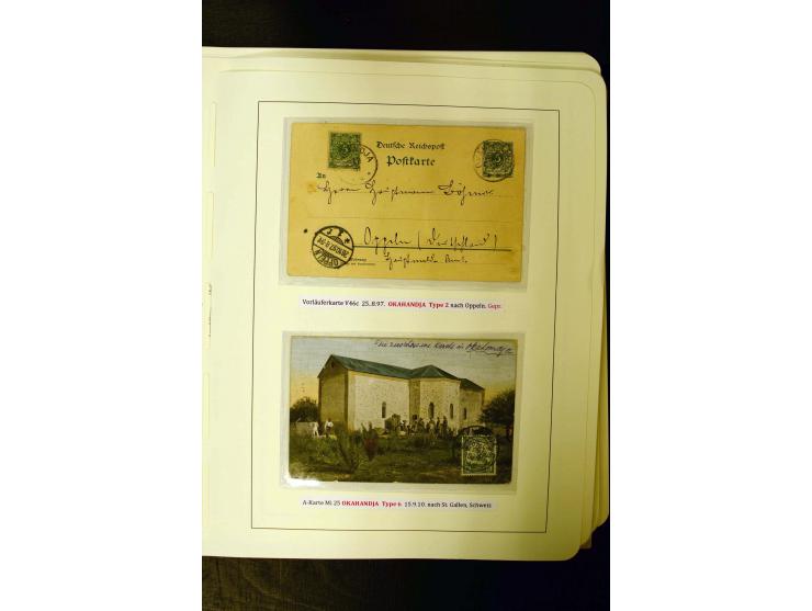 1891/1914, umfangreiche Sammlung von Abbabis bis Windhuk inkl. den Bahn- und Feldpoststempeln auf losen Marken, schönen Brief
