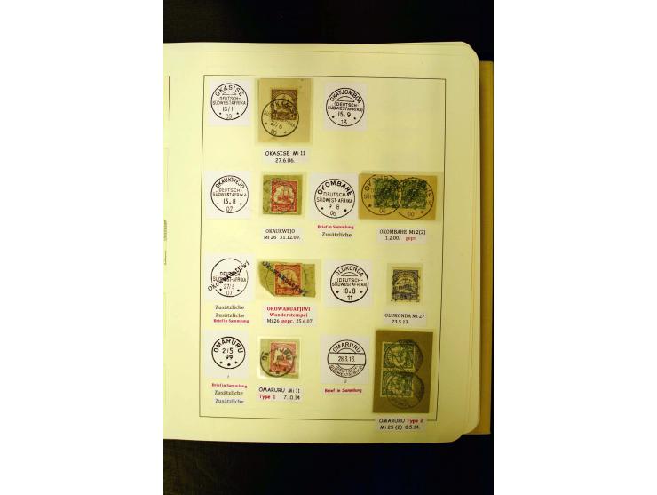 1891/1914, umfangreiche Sammlung von Abbabis bis Windhuk inkl. den Bahn- und Feldpoststempeln auf losen Marken, schönen Brief