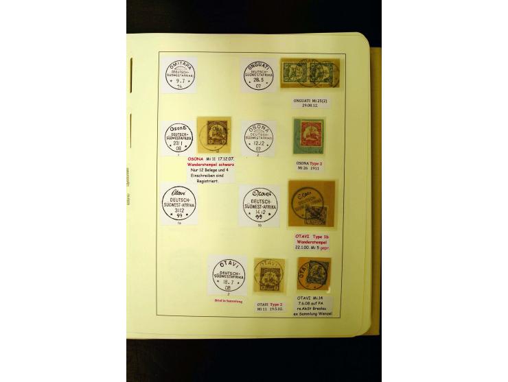 1891/1914, umfangreiche Sammlung von Abbabis bis Windhuk inkl. den Bahn- und Feldpoststempeln auf losen Marken, schönen Brief