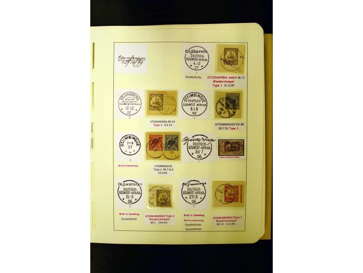 1891/1914, umfangreiche Sammlung von Abbabis bis Windhuk inkl. den Bahn- und Feldpoststempeln auf losen Marken, schönen Brief