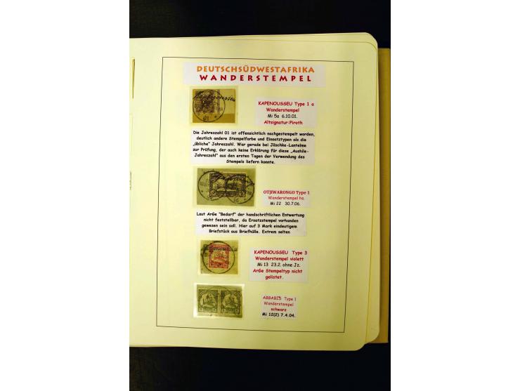 1891/1914, umfangreiche Sammlung von Abbabis bis Windhuk inkl. den Bahn- und Feldpoststempeln auf losen Marken, schönen Brief