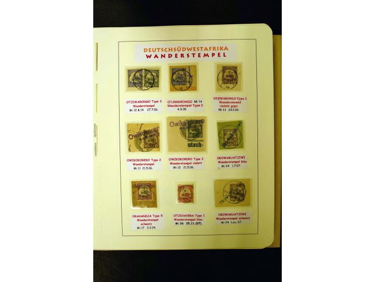 1891/1914, umfangreiche Sammlung von Abbabis bis Windhuk inkl. den Bahn- und Feldpoststempeln auf losen Marken, schönen Brief