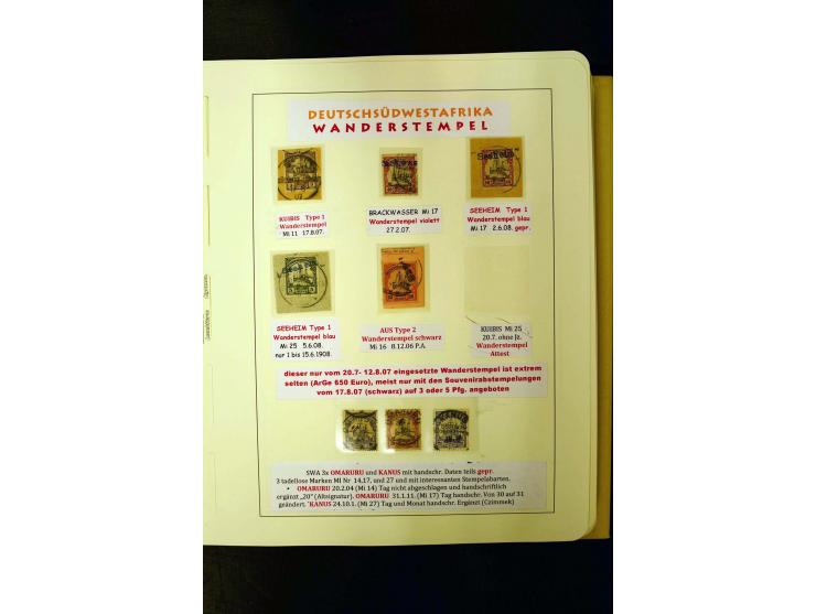 1891/1914, umfangreiche Sammlung von Abbabis bis Windhuk inkl. den Bahn- und Feldpoststempeln auf losen Marken, schönen Brief