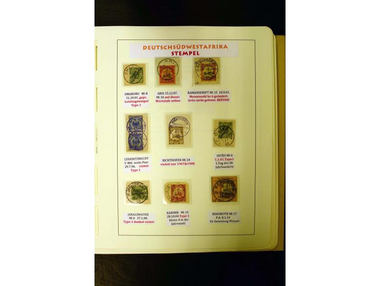 1891/1914, umfangreiche Sammlung von Abbabis bis Windhuk inkl. den Bahn- und Feldpoststempeln auf losen Marken, schönen Brief