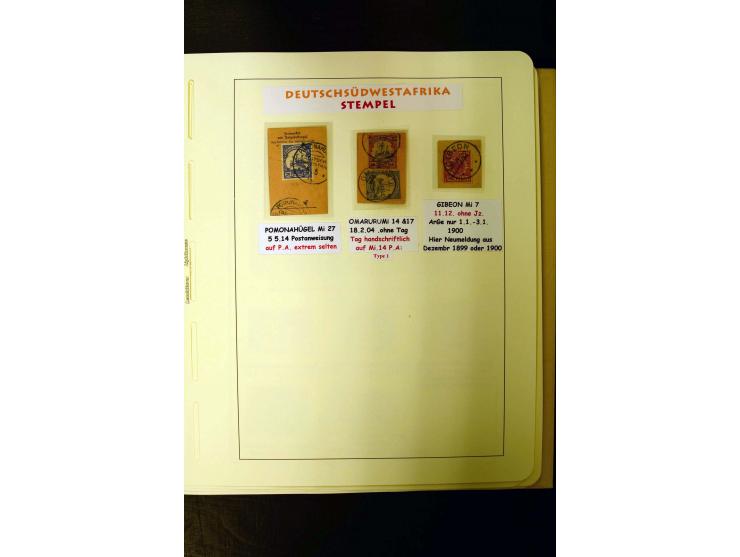 1891/1914, umfangreiche Sammlung von Abbabis bis Windhuk inkl. den Bahn- und Feldpoststempeln auf losen Marken, schönen Brief