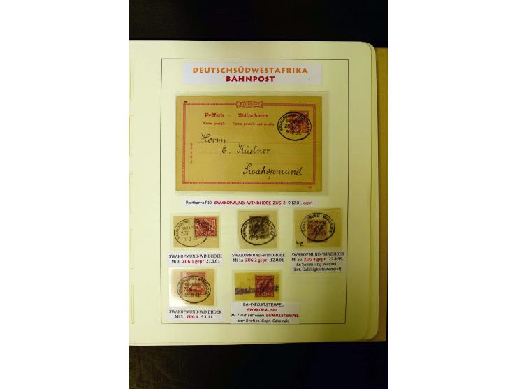 1891/1914, umfangreiche Sammlung von Abbabis bis Windhuk inkl. den Bahn- und Feldpoststempeln auf losen Marken, schönen Brief