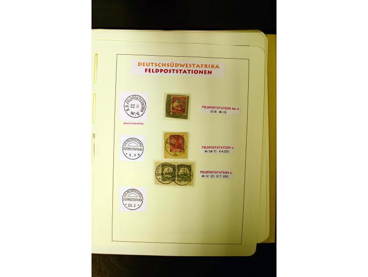 1891/1914, umfangreiche Sammlung von Abbabis bis Windhuk inkl. den Bahn- und Feldpoststempeln auf losen Marken, schönen Brief