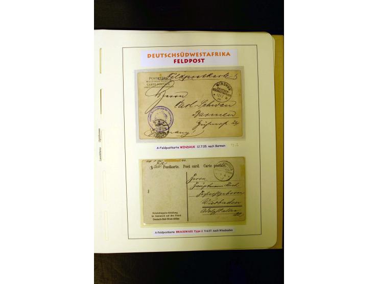 1891/1914, umfangreiche Sammlung von Abbabis bis Windhuk inkl. den Bahn- und Feldpoststempeln auf losen Marken, schönen Brief