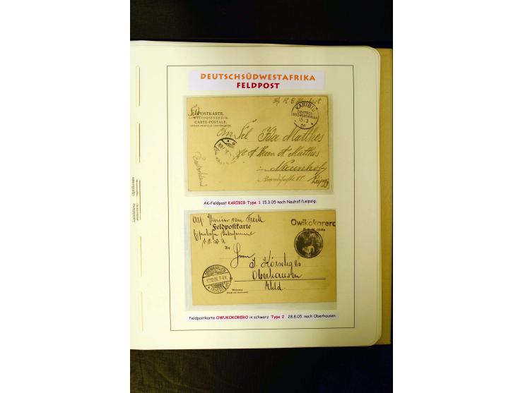 1891/1914, umfangreiche Sammlung von Abbabis bis Windhuk inkl. den Bahn- und Feldpoststempeln auf losen Marken, schönen Brief