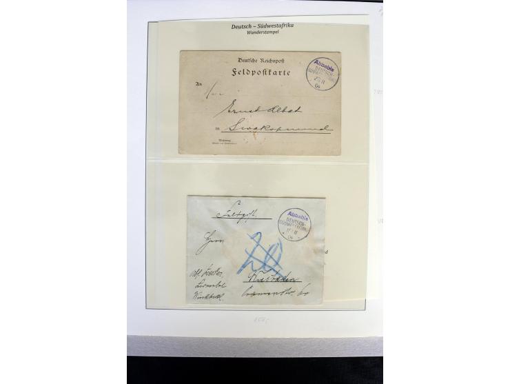 1900/1914, kleine Stempel-Sammlung auf losen Marken und schönen Briefstücken, dabei guter Teil "Wanderstempel" (hier auch 6 B