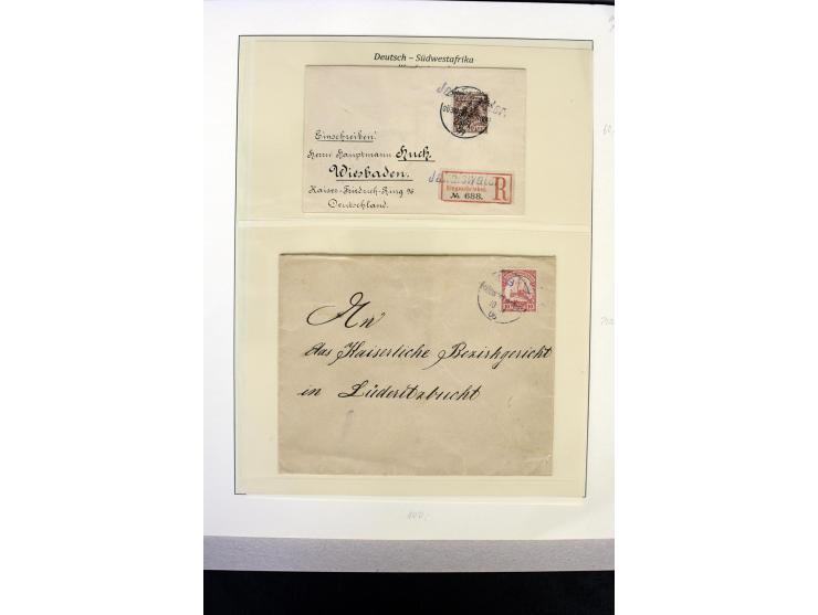 1900/1914, kleine Stempel-Sammlung auf losen Marken und schönen Briefstücken, dabei guter Teil "Wanderstempel" (hier auch 6 B