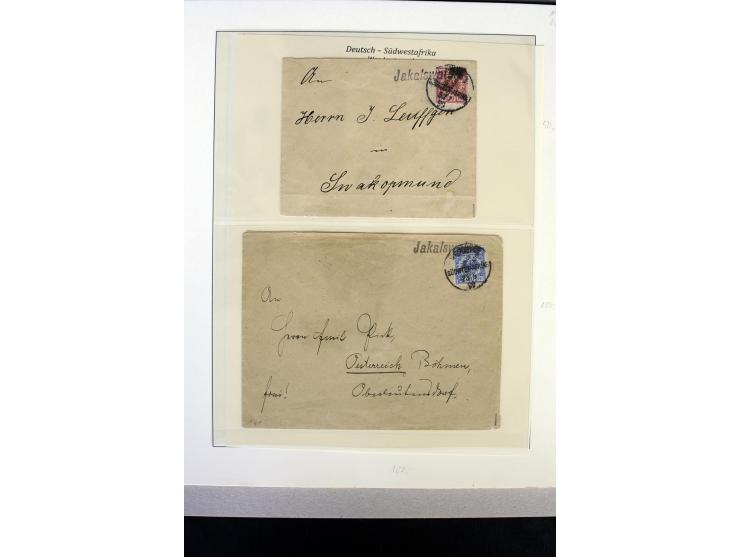 1900/1914, kleine Stempel-Sammlung auf losen Marken und schönen Briefstücken, dabei guter Teil "Wanderstempel" (hier auch 6 B