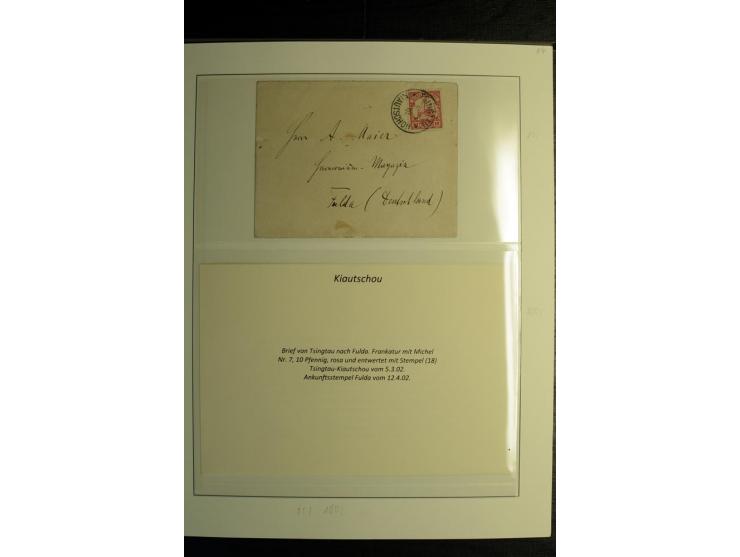 1898/1912, Sammlung mit ca. 35 Briefen und Karten, dabei bessere Frankaturen, Stempel, R-Briefe und Feldpost vom Boxer-Aufsta
