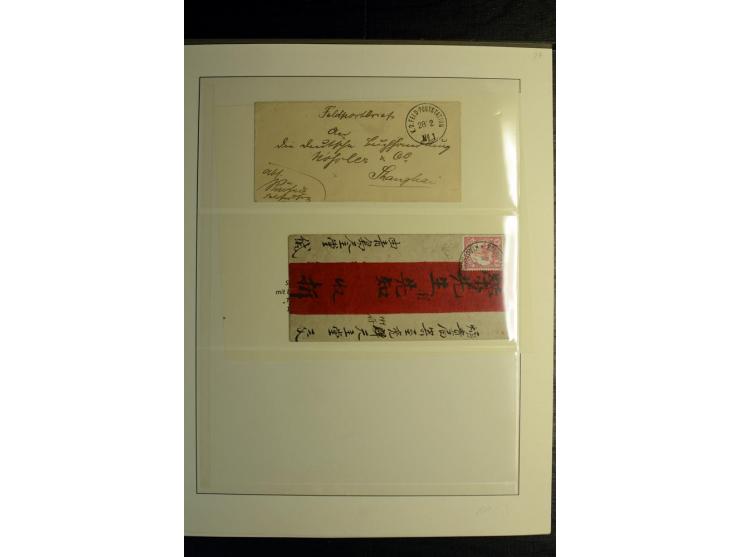1898/1912, Sammlung mit ca. 35 Briefen und Karten, dabei bessere Frankaturen, Stempel, R-Briefe und Feldpost vom Boxer-Aufsta