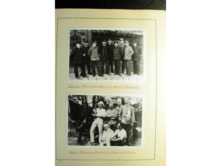 1914/1919, Sammlung mit über 50 Briefen und Karten auf Albenblättern mit Beschriftung, dabei bessere Lager (u.a. Asakusa und 
