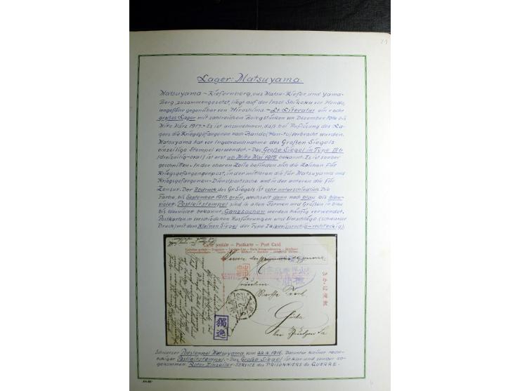 1914/1919, Sammlung mit über 50 Briefen und Karten auf Albenblättern mit Beschriftung, dabei bessere Lager (u.a. Asakusa und 