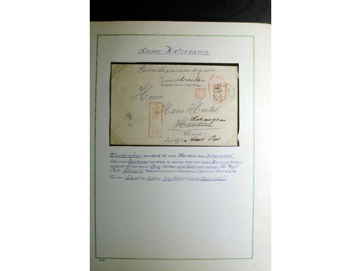 1914/1919, Sammlung mit über 50 Briefen und Karten auf Albenblättern mit Beschriftung, dabei bessere Lager (u.a. Asakusa und 