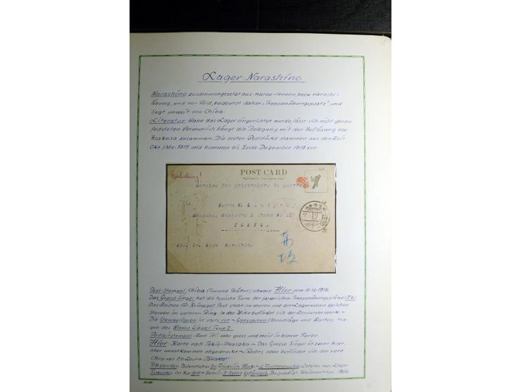 1914/1919, Sammlung mit über 50 Briefen und Karten auf Albenblättern mit Beschriftung, dabei bessere Lager (u.a. Asakusa und 