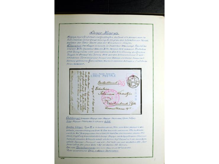 1914/1919, Sammlung mit über 50 Briefen und Karten auf Albenblättern mit Beschriftung, dabei bessere Lager (u.a. Asakusa und 