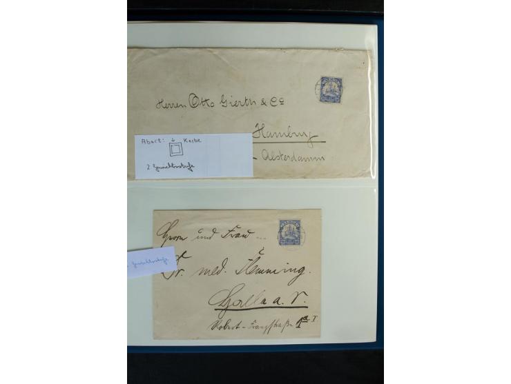 1900/1914, Apia bis Salevalu, umfangreiche Stempelsammlung mit sehr vielen Briefstücken und 38 Briefen, Karten und Ganzsachen