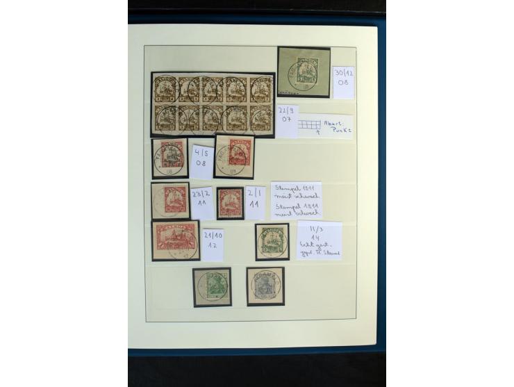 1900/1914, Apia bis Salevalu, umfangreiche Stempelsammlung mit sehr vielen Briefstücken und 38 Briefen, Karten und Ganzsachen