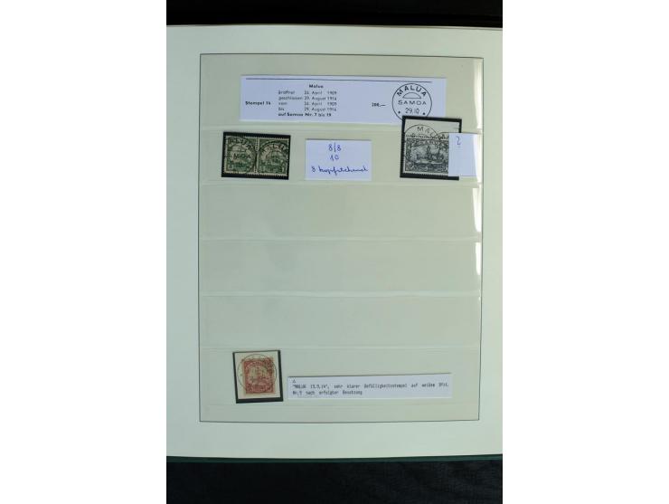 1900/1914, Apia bis Salevalu, umfangreiche Stempelsammlung mit sehr vielen Briefstücken und 38 Briefen, Karten und Ganzsachen