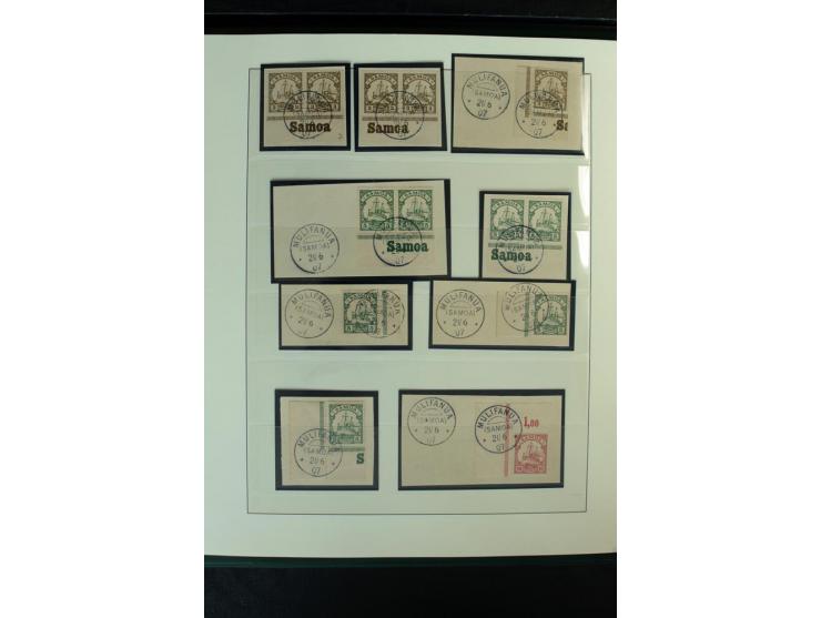 1900/1914, Apia bis Salevalu, umfangreiche Stempelsammlung mit sehr vielen Briefstücken und 38 Briefen, Karten und Ganzsachen