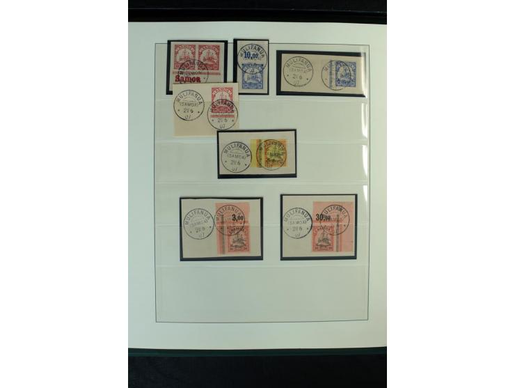 1900/1914, Apia bis Salevalu, umfangreiche Stempelsammlung mit sehr vielen Briefstücken und 38 Briefen, Karten und Ganzsachen