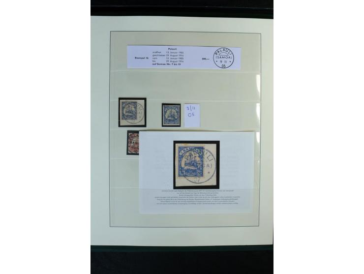 1900/1914, Apia bis Salevalu, umfangreiche Stempelsammlung mit sehr vielen Briefstücken und 38 Briefen, Karten und Ganzsachen
