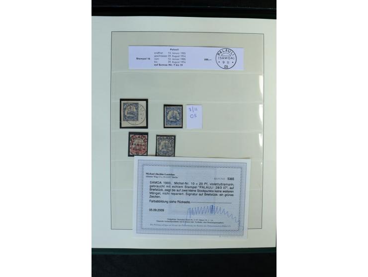 1900/1914, Apia bis Salevalu, umfangreiche Stempelsammlung mit sehr vielen Briefstücken und 38 Briefen, Karten und Ganzsachen