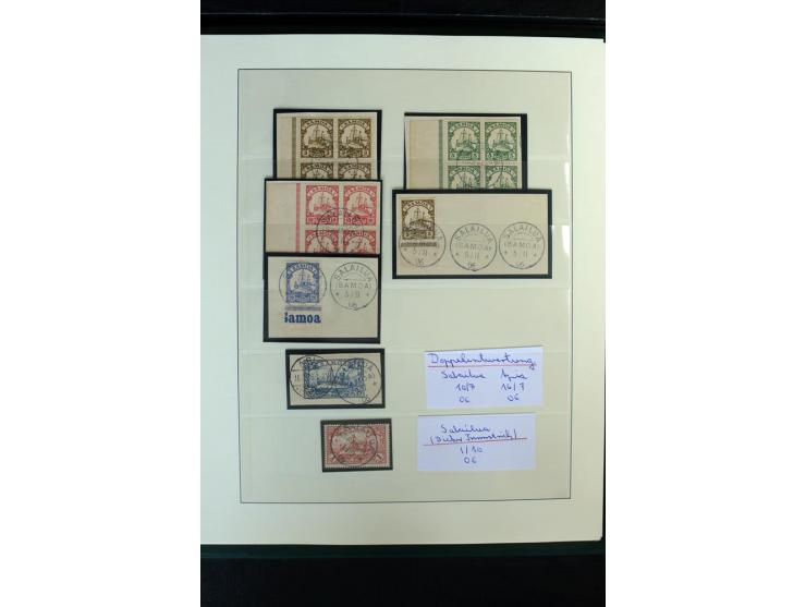 1900/1914, Apia bis Salevalu, umfangreiche Stempelsammlung mit sehr vielen Briefstücken und 38 Briefen, Karten und Ganzsachen