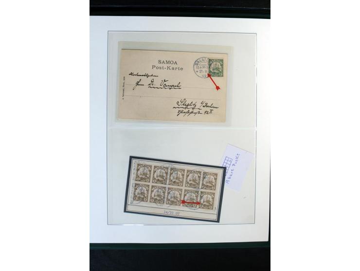 1900/1914, Apia bis Salevalu, umfangreiche Stempelsammlung mit sehr vielen Briefstücken und 38 Briefen, Karten und Ganzsachen