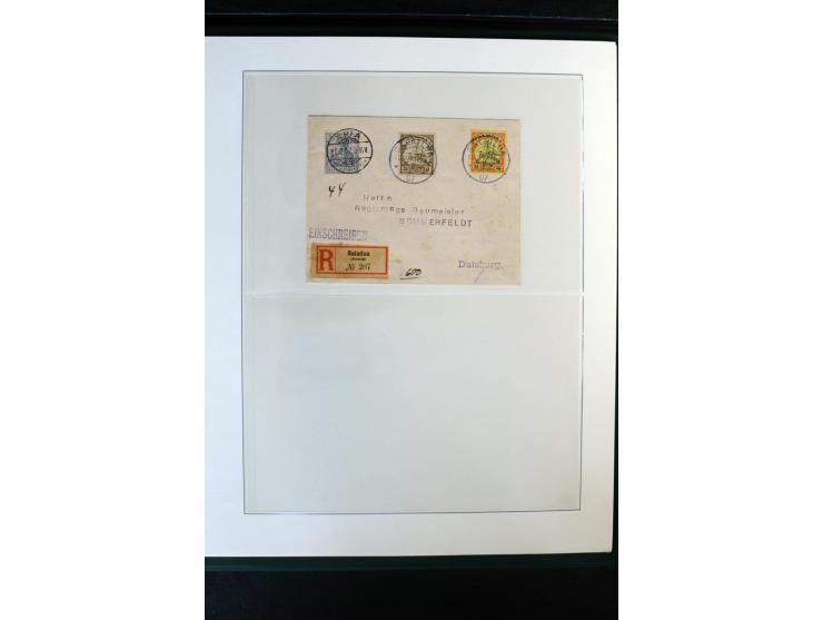 1900/1914, Apia bis Salevalu, umfangreiche Stempelsammlung mit sehr vielen Briefstücken und 38 Briefen, Karten und Ganzsachen