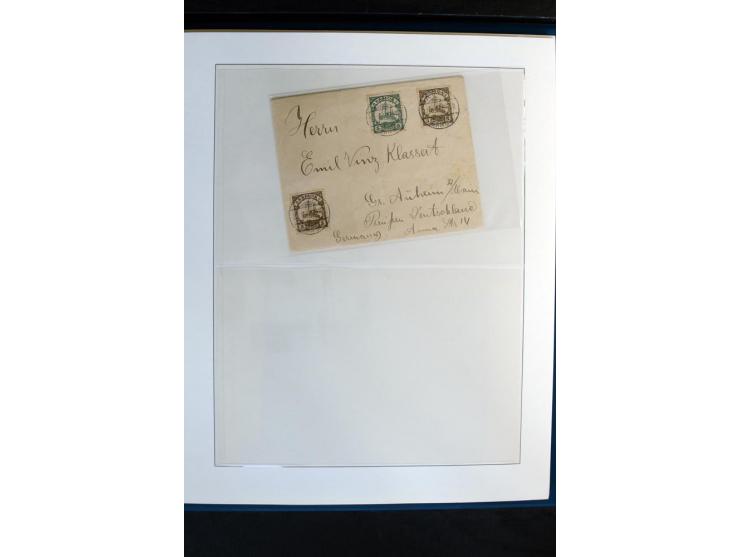 1900/1914, Apia bis Salevalu, umfangreiche Stempelsammlung mit sehr vielen Briefstücken und 38 Briefen, Karten und Ganzsachen