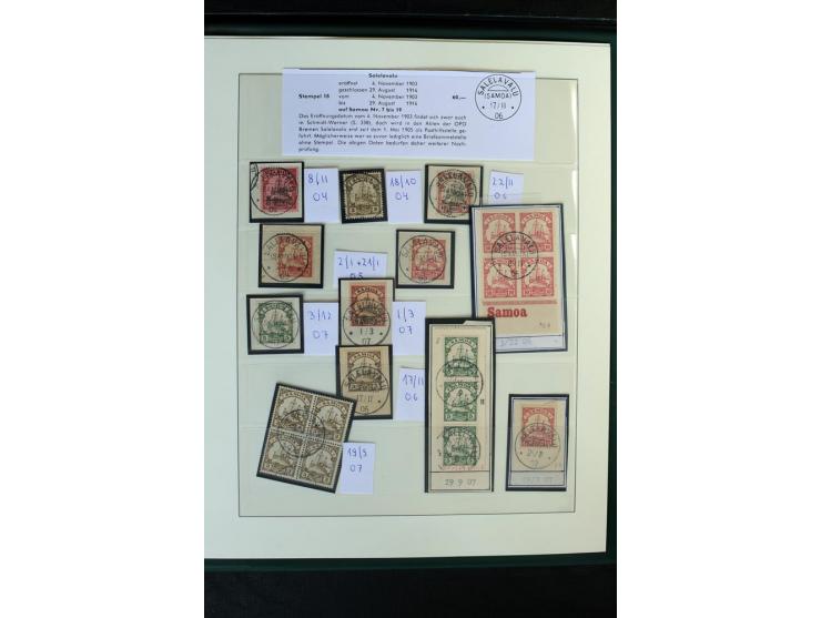1900/1914, Apia bis Salevalu, umfangreiche Stempelsammlung mit sehr vielen Briefstücken und 38 Briefen, Karten und Ganzsachen