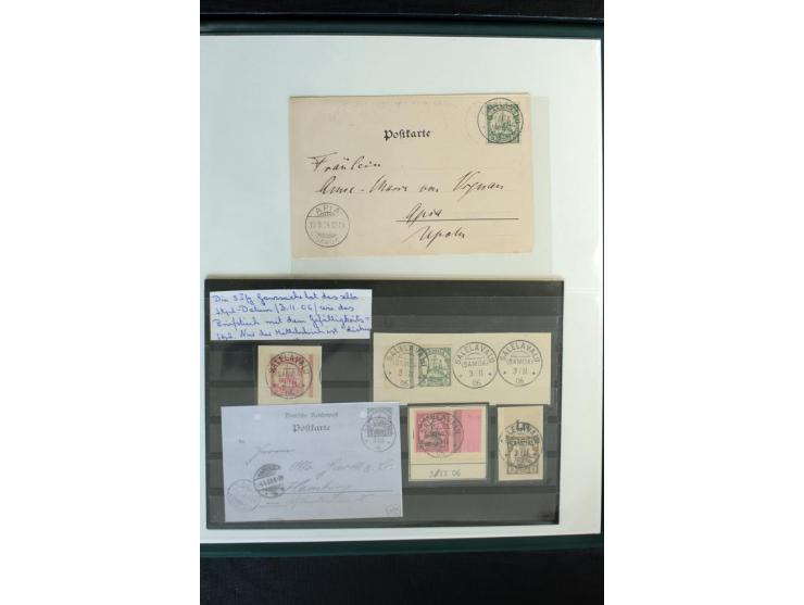1900/1914, Apia bis Salevalu, umfangreiche Stempelsammlung mit sehr vielen Briefstücken und 38 Briefen, Karten und Ganzsachen