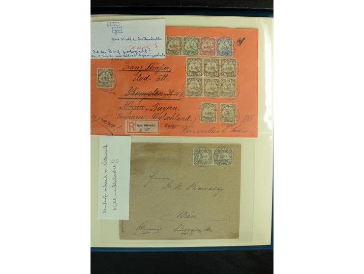 1900/1914, Apia bis Salevalu, umfangreiche Stempelsammlung mit sehr vielen Briefstücken und 38 Briefen, Karten und Ganzsachen
