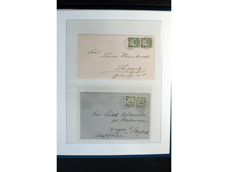 1900/1914, Apia bis Salevalu, umfangreiche Stempelsammlung mit sehr vielen Briefstücken und 38 Briefen, Karten und Ganzsachen